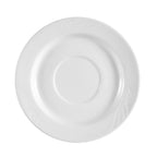 Thumbnail image #1 for CAC China Roosevelt RSV-55 Porcelain Saucer, 4-7/8 in. Diameter, Round, Embossed, Super White Case of 3 Dozen