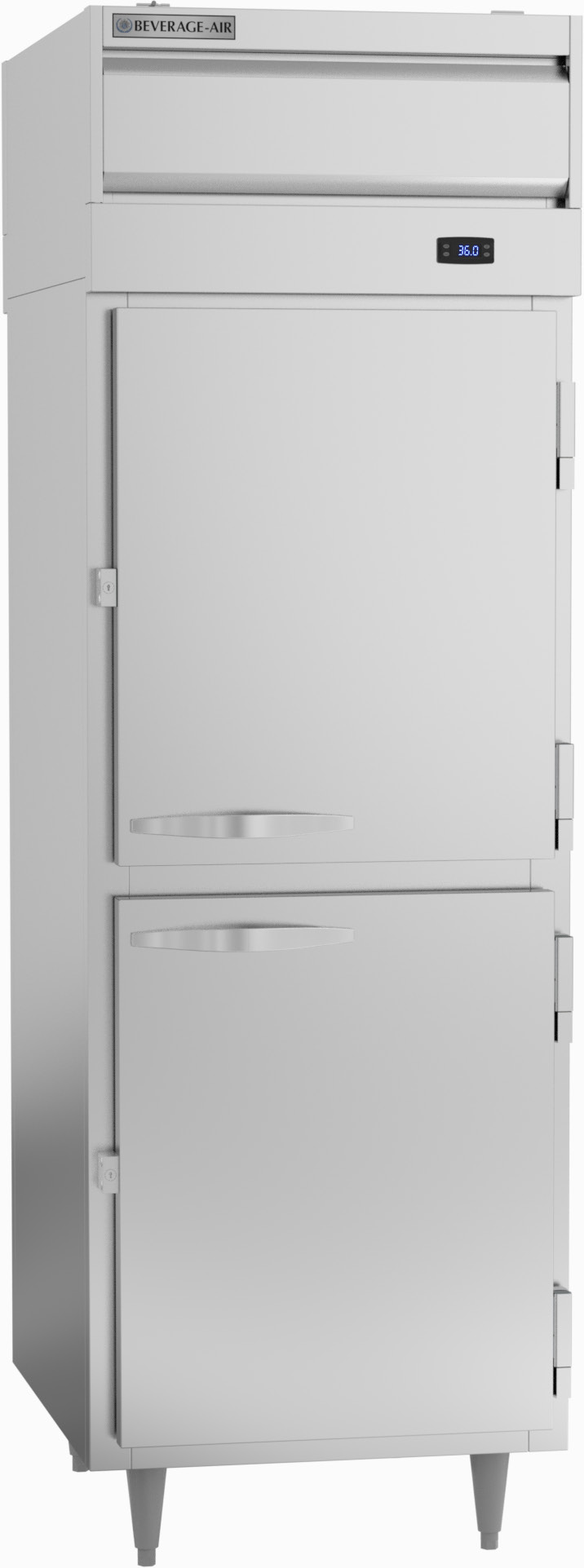 Product image #5 for Beverage-Air P-Series Standard-Depth One-Section Pass-Thru Reach-In Refrigerator, Top-Mount Self-Contained, Half Solid Doors, 22.9 Cu. Ft.