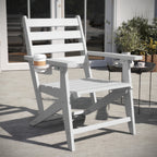 Thumbnail image #2 for Flash Furniture LE-HMP-2037-10-WHT-GG Recycled HDPE Adirondack Dining Chair with Fold-Out Cup Holder, White