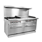 Thumbnail image #1 for Connerton CN60-2-48G 60-Inch Gas Restaurant Range with 2 Open Burners, 48-Inch Griddle, and Two Bake-N-Roast Ovens