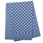 Thumbnail image #1 for JB Prince A300 BL5 Cotton Side Towel, 25-1/2"L x 17-3/4"W, Blue Checkered Pattern with Striped Border