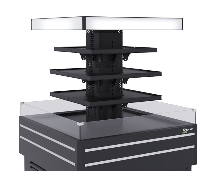 Product image #5 for Turbo Air 47-1/8-Inch Wide 23.7 Cu. Ft. Open Flat 3-Tier Self-Serve Island Refrigerated Merchandiser, Black, Self-Contained