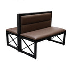 Thumbnail image #1 for ATSMFG ATS AT&S-AMD-36-YL-BRN MFG Double Dining Booth, 47.5"L x 35.8"H, Brown Vinyl Upholstered Seat & Back, Black Metal Open Base