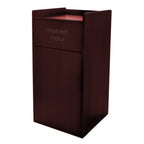 Thumbnail image #1 for Alpine Industries ALP476-MA 40 Gal Wood Veneer Bar Trash Receptacle Enclosure, Drop Hole, Tray Shelf, Mahogany Finish