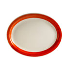 Thumbnail image #1 for CAC China Rainbow R-13NR-R Ceramic Oval Platter, 11-1/2" x 9" x 1-1/4"H, Narrow Rim, Red 1 Dozen