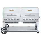 Thumbnail image #1 for Crown Verity Mobile Cooking CV-MCB-72-SI-BULK-RDP Mobile LP Gas Outdoor Charbroiler, 10 Burners, Stainless Steel, 70 x 21 in Grill Area