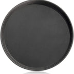 Thumbnail image #1 for New Star Foodservice Inc. 25217 16-Inch Round Black Non-Slip Plastic Serving Tray Case of 12