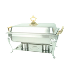 Thumbnail image #1 for Thunder Group SLRCF8533 8 qt Full-Size Stainless Steel Chafer with Water Pan, Food Pan, Lift-Off Cover & Fuel Holder