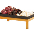 Thumbnail image #1 for Cal-Mil Brooklyn 23603-6-130 Rectangular Metal Buffet Riser, Antique Brass, 12"W x 20"D x 6"H