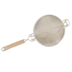 Thumbnail image #1 for Browne USA Foodservice 574131 9" Bowl Double Medium Mesh Strainer with 9" Wooden Handle