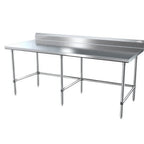 Thumbnail image #2 for NBR Equipment TS-9630R5-X Stainless Steel Work Table, 96"W x 30"D x 40-3/4"H, 5"H Backsplash, 18-Gauge 430 Stainless Top