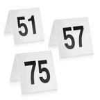 Thumbnail image #1 for New Star Foodservice Inc. 27570 Plastic Tent Table Number Cards, 3" x 3", Numbers 51–75, White Case of 50