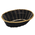 Thumbnail image #1 for Alegacy Foodservice Products 599 Oval Fast Food Basket, Black Vinyl with Gold Rim, 9-1/4 x 6-1/2 x 2-3/4 in Case of 12 Dozen