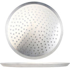 Thumbnail image #1 for AllPoints Foodservice Parts & Supplies 1371602 Perforated Tapered Nesting Pizza Pan, 16" Round, 11/16" Deep, 14-Gauge Aluminum