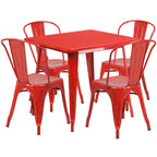 Thumbnail image #1 for Flash Furniture ET-CT002-4-30-RED-GG Square Table and 4 Chair Set, Red, 31-1/2"W x 31-1/2"D x 29-1/2"H
