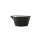 Thumbnail image #1 for Tuxton China DuraTux®© B4X-0408 4 oz Ceramic Ramekin, Fluted with Pour Spout, Two-Tone Black/Eggshell Case of 4 Dozen