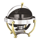 Thumbnail image #1 for Alegacy Foodservice Products Savoir AL560A Round Roll-Top Chafing Dish, 13 in, 18/10 Stainless Steel, Canned Heat