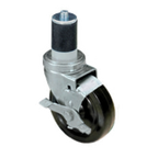 Thumbnail image #1 for Component Hardware CMS4-4KBN 4" Rubber Swivel Stem Caster with Side Brake, 250 lb Capacity