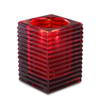 Thumbnail image #2 for Sterno Classic Elegance 80148 Square Glass Liquid Wax Candle Lamp, Red, Horizontal Ribbed, 4" H