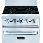 Thumbnail image #1 for Dukers Appliance Co., USA Ltd. DCR24-4B 24-Inch Commercial Gas Range with 4 Open Burners, Standard Oven, Stainless Steel Exterior and Hi-Shelf
