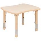 Thumbnail image #1 for Flash Furniture YU-YCY-098-RECT-TBL-NAT-GG Preschool Activity Table, Rectangular, Adjustable Height, Natural Laminate, 26-5/8"W x 21-7/8"D
