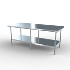 Thumbnail image #2 for NBR Equipment TG-9630 Stainless Steel Work Table, 96 x 30 x 35-3/4 in, 18 Gauge Flat Top, Galvanized Adjustable Undershelf