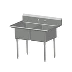 Thumbnail image #1 for SPG International Universal Stainless 2N1824 2-Compartment Stainless Steel Sink, 24" x 18" Compartments, 9" Backsplash, No Drainboards