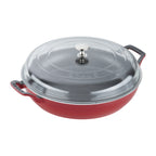 Thumbnail image #1 for Zwilling J.A. Henckels Staub® 1003539 Cast Iron Brazier, 3-1/2 qt, Glass Lid, Induction-Ready, Enameled Cherry