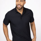 Thumbnail image #1 for Chef Works Z650-BLK-2XL Men's Black Short-Sleeve Polo Shirt, Button Front, 100% Spun Polyester, 2XL
