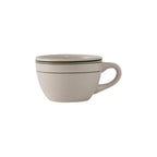 Thumbnail image #1 for Tuxton China Green Bay TGB-037 7 oz Ceramic Coffee/Tea Cup, Wide Rim, Rolled Edge, Green Band Case of 3 Dozen