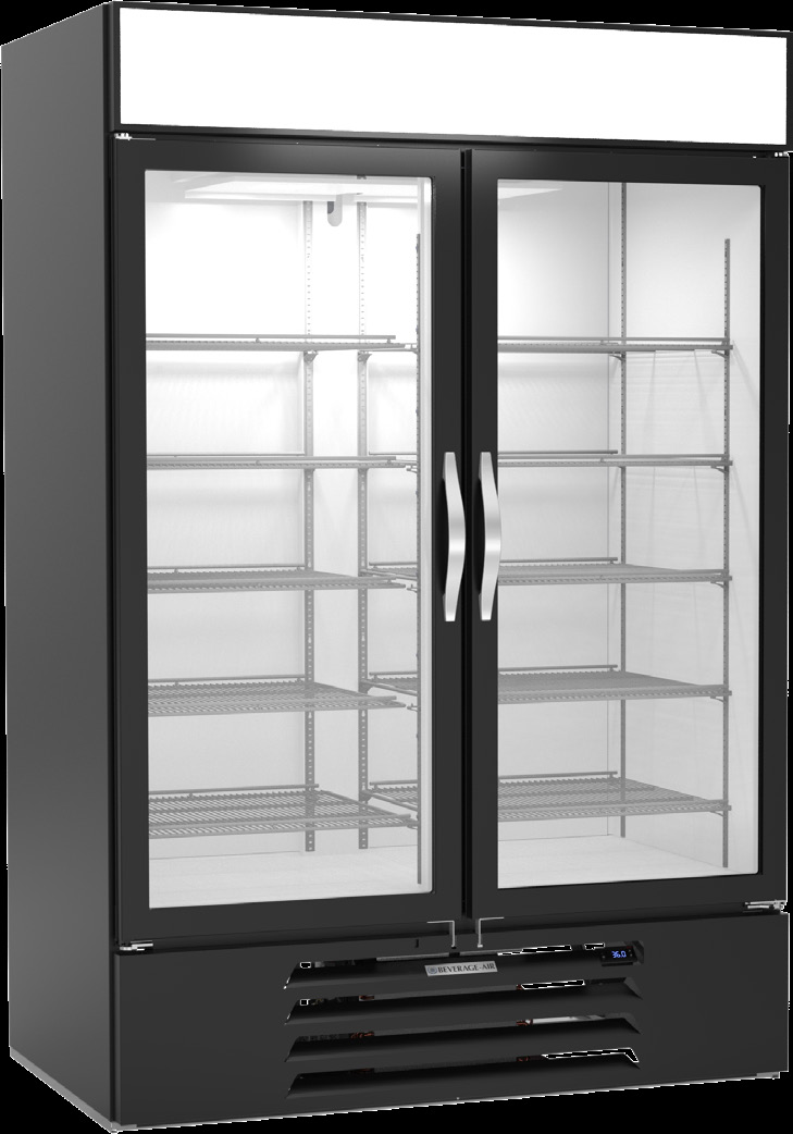Product image #5 for Beverage-Air MarketMax 52-Inch Two-Section Reach-In Glass Door Refrigerated Merchandiser, Black, with Electronic Smart Lock