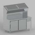 Thumbnail image #1 for EMI Industries PTMAX8633R Refrigerated Pizza Prep Table, 86"W, 3 Doors, Remote Refrigeration, Stainless Steel
