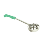 Thumbnail image #1 for Thunder Group SLLD104PA 4 oz Perforated Portion Control Serving Spoon, Stainless Steel with Green Plastic Handle Case of 120