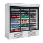 Thumbnail image #1 for Infrico USA IMD-ERC200 Refrigerated Bottle Display Merchandiser, 3 Sliding Glass Doors, 71.7 cu. ft., Bottom-Mounted Refrigeration