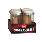 Thumbnail image #1 for TableCraft Products Cash & Carry C57S-4 12 oz Paneled Clear Glass Sugar Shaker with Stainless Steel Top Case of 4