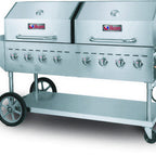 Thumbnail image #1 for MVP Group LLC IKON Cooking IBQ-60 Mobile LP Gas Outdoor Grill, 8 Burners, Stainless Steel, 80-5/16"W