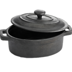 Thumbnail image #1 for TableCraft Products CW30112 Mini Cast Iron Casserole Dish, 8 oz, Oval, with Handles and Lid Case of 4