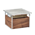 Thumbnail image #1 for Cal-Mil Mid-Century 3711-49 12" Square Chafer Alternative with Walnut Windguards, Removable Grill, Chrome Frame, 7-1/4"H