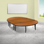 Thumbnail image #2 for Flash Furniture Emmy XU-GRP-A3060CON-60-OAK-T-P-GG 2-Piece Adjustable-Height Oval Wave Activity Table Set, Oak Laminate Top