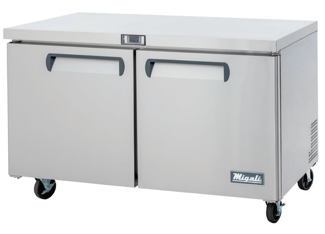 Product image #5 for Migali Competitor Series 60-Inch 2-Section Stainless Steel Undercounter Reach-In Freezer, 18.2 Cu. Ft., Solid Doors, Self-Contained
