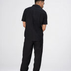 Thumbnail image #2 for Chef Works SHC11-BLK-L Men's Black Short-Sleeve Zipper-Front Cook Shirt, Poly/Cotton Blend, Large