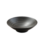 Thumbnail image #1 for Korin Inc BWL-188 Footed Black China Bowl, 48 oz., 9-3/4" Diameter, Asymmetrical Stitch Pattern