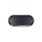 Thumbnail image #1 for G.E.T. Kobe - EGS B251127-GLDB Oval Melamine Plate, Black with Gold Rim, 12-5/8" x 5-7/8" Case of 6
