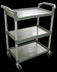 Thumbnail image #4 for Gray 3-Shelf Plastic Bussing Cart with 2 Handles and Locking Swivel Casters