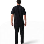 Thumbnail image #2 for Chef Works BCSZ009T-BLK-LT Black Tall Short-Sleeve Chef Coat, Poly/Cotton, Zipper Closure, LT