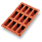 Thumbnail image #1 for Matfer Bourgeat Gastroflex 257985 12-Cavity Flexible Silicone Mini Cake Mold, 2-3/4 x 1-1/4 x 1-1/4 in Cakes