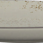 Thumbnail image #2 for International Tableware Splash™ SH-88-CR ™ 9" Round Fully Vitrified Stoneware Plate, Crème Reactive Glaze, Dark Brown Trim Case of 2 Dozen
