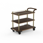 Thumbnail image #1 for Steelite Mogogo, Roll'n MGCRNX08WBXX Multi-Purpose Service Cart with Top Border, Bengali Mango Wood Shelves, Brushed Brass Finish