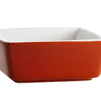 Thumbnail image #1 for CAC China Fortune F-BW4-R/W Square Porcelain Bowl, 5 oz, Red/Super White Case of 4 Dozen