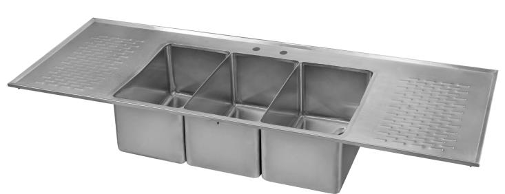 Product image #5 for Klinger's Trading Triple Compartment Drop-In Bar Sink with Dual Drainboards, Faucet & Basket Drain